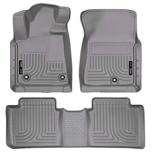 Husky Liners Fits 2014-19 Toyota Tundra Double Cab Weatherbeater Front & 2nd Seat Floor Mats (Footwell Coverage),Grey,99562