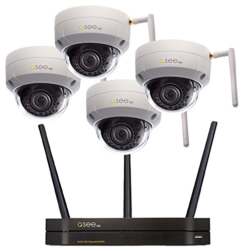 Digital Peripheral Solutions Q-See Surveillance System QCW4-4EQ-1, 4-Channel Wi-Fi NVR with 1TB Hard Drive, 4-3MP/1080p Wi-Fi  Dome Security Cameras