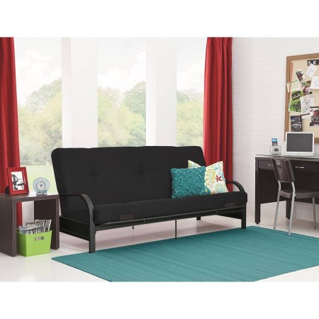 generic 3157196WE Mainstays Black Metal Arm Futon with 6