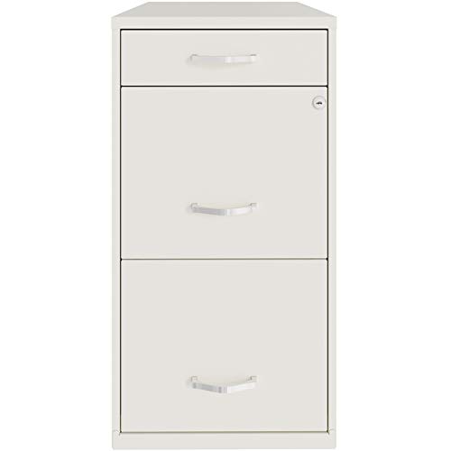 Hirsh Industries Space Solutions 18in Deep 3 Drawer Metal File Cabinet Pearl White, Letter Size, Fully Assembled