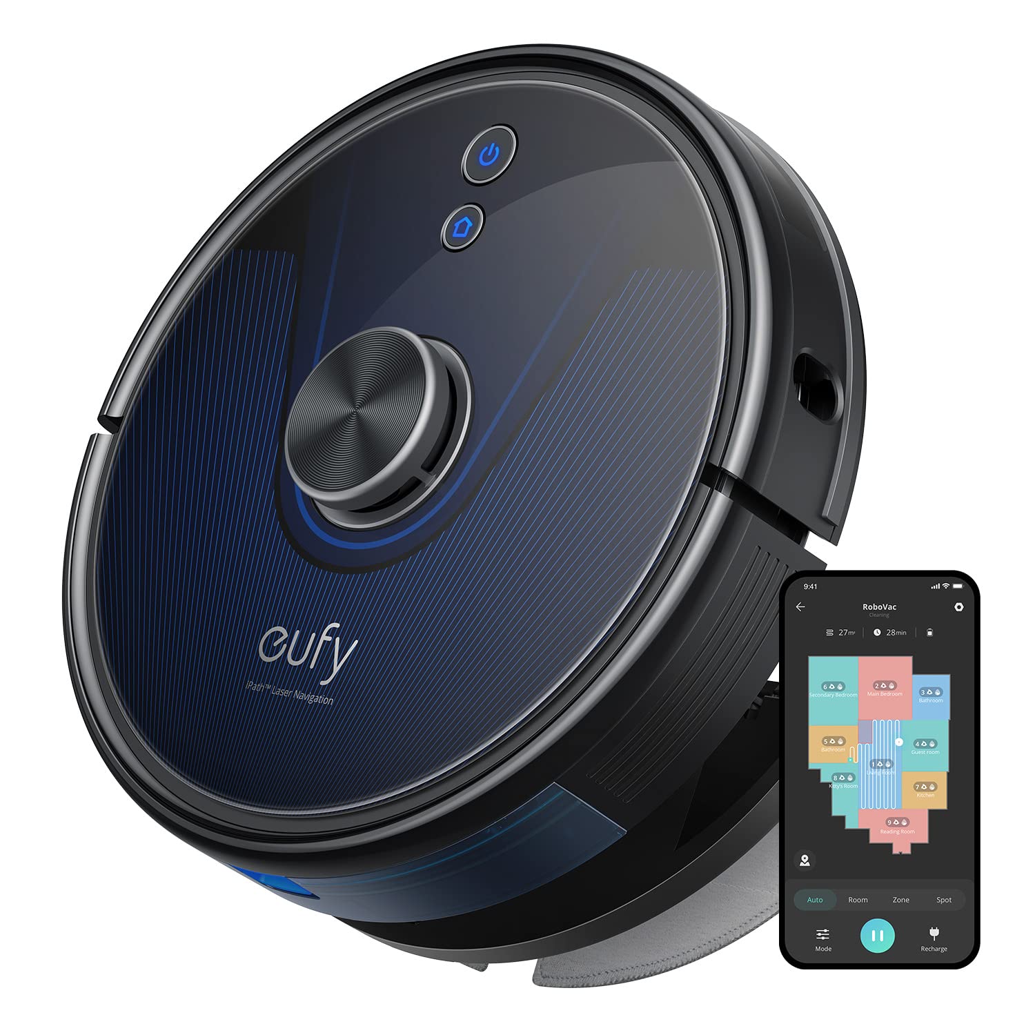 Eufy RoboVac L35 Hybrid Robot Vacuum and Mop with 3,200Pa Ultra Strong Suction, iPath Laser Navigation, Multi Floor Mapping, Advanced App Control, Controllable Water Tank, Compatible with Alexa